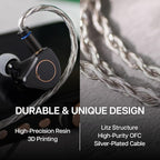 Linsoul SIMGOT SuperMix 4 1DD+1BA+1Planar+1PZT Hybrid Drivers Earphones, HiFi in Ear Monitor IEM, Wired Gaming Earbuds with OFC Silver-Plated Cable for Musician Audiophile
