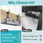 Under Desk Cable Tray - Black, No Drill Cable Organizer with Clamp for Wire Management, PC Cord Organizer & Workspace Accessories (2 Pack)