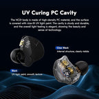 CCZ NC01 Gospel Gaming Earbuds, Stereo Sound in Ear Monitor Headphone Wired, Customized Dual Magnetic DD IEMS Earphone with Detachable Tangle-Free Cable PC Cavity for Computer(without mic,Clear Black)