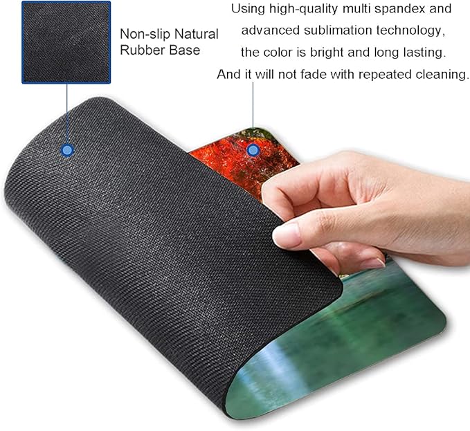Mouse Pad, Natural Landscape Mouse Mad, Square Waterproof Mouse Pad Non-Slip Rubber Base MousePads for Office Laptop, 9.5"x7.9"x0.12" Inch(Waterfall in Autumn Forest)