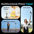 Auto Face Tracking Tripod & 360° Rotating Selfie Stick with Light, Smart AI Motion Sensor, Facial Recognition, 1-Axis Gimbal Stabilizer Phone Holder for iPhone/Android, TikTok Video Recording/Vlog
