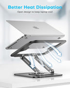 Adjustable Laptop Stand, Computer Stand with 360 Rotating Base, Ergonomic Laptop Riser Mount for Desk Foldable Protable Computer Desk Fits with MacBook Pro Air (10-16") - Black