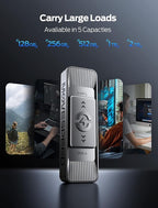 MOVE SPEED 256GB Solid State Drives with Dual Ports & Push-Pull Design — 560MB/s Read Speed, Type C + USB 3.2 Drive Portable ssd for iPhone 15/16/Android/Mac
