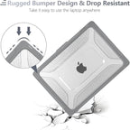 Batianda Case for New MacBook Air 13 inch 2025 M4 Chip 2024 2022 Release A3240 A3113 A2681 Model,Honeycomb Heavy Duty Protective Hard Shell with TPU Bumper Fold Kickstand & Keyboard Cover, Grey