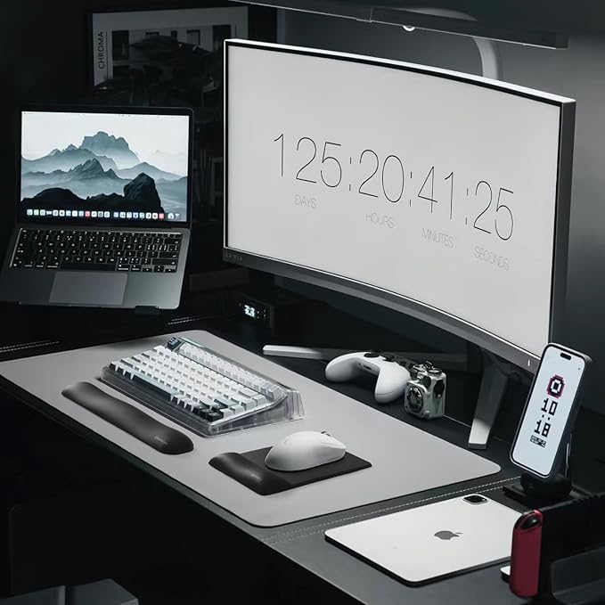 univo colors Design-Wave Wrist Rest Mouce Pad,PE Mouse Sliding Panel+Artificial Sheepskin+Memory Foam+Ergonomic+Anti-Slip Gel,Resilience Support During Work and Gaming,Mouce Accessory,White