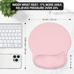ITNRSIIET Ergonomic Mouse Pad with Wider Memory Foam Wrist Rest +17%, Curved Cushion Reduces Pressure 20%, Pain Relief, Non-Slip, Smooth, Cute Color Desk Accessory, 9.85 x 9 inch, Blush Pink