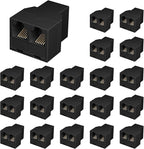 Uvital RJ12 6P6C 3 Female Telephone Line Splitters, Phone Jack Splitter, Telephone Landline Cable Connector and Separator(Black, 20 Pack)
