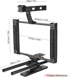 Universal Aluminum Alloy DSLR Mirrorless Camera Camcorder Stabilizer Extension Cage Mount for Mic Monitor Light, Movie Making Rig YouTube Tiktok Vlogging Video Kit w/Phone Holder for Canon Sony Nikon