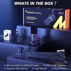 MAONO XLR/USB Dynamic Microphone Kit, RGB Podcast Mic with Software, Mute, Gain Knob, Volume Control, Boom Arm for Streaming, Gaming, Voice-Over, Recording-PD200XS Black