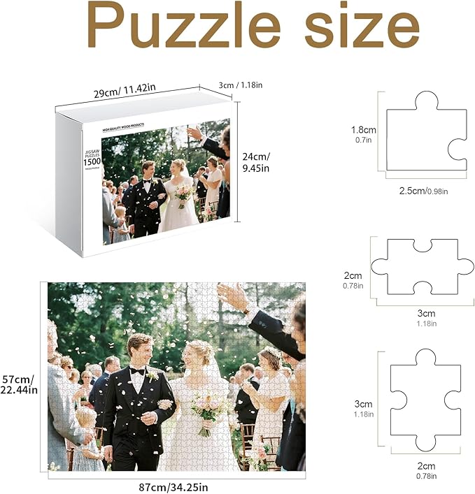 Personalized Photo Puzzle with Glossy Finish – Custom Jigsaw Puzzle 120/200/300/500/1000/1500 Pieces for Family, Couples, Pets, Birthdays, and Weddings (1500-Horizontal)