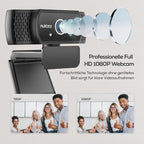 Nulaxy USB Webcam with Microphone, HD 1080p Webcam with Privacy Cover for Laptop PC Desktop, HD Light Correction, Web Camera for Video Calling, Online Classes, Skype, Zoom, FaceTime, Smart TV