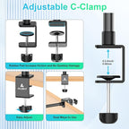 ailight Webcam Stand for Desk, Adjustable Camera Desk Stand Webcam Mount for Obsbot GoPro Anker insta Logitech Webcam C922 C930e C920S C920 C615 C960 C920x with 1/4" Thread
