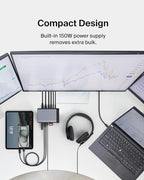 Belkin USB-C Hub, 11-in-1 Pro GaN Dock 150W, Multi-Port Docking Station w/USB-C, USB-A, Ethernet, SD, MicroSD, 3.5mm Port, 4K HDMI Ports for Triple Monitor Display - Compatible w/MacBook Pro & More