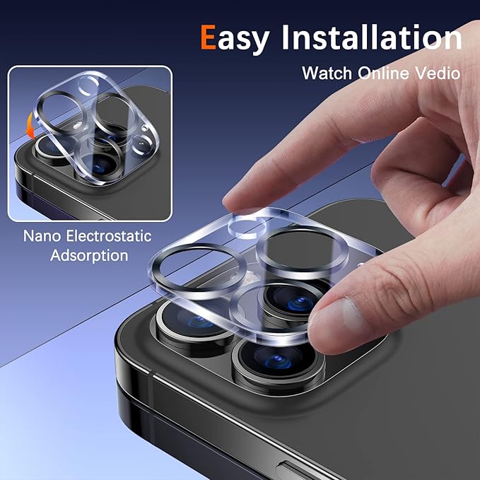 UniqueMe [3 Pack] Camera Lens Protector Compatible with iPhone 13 Pro 6.1" / 13 Pro Max 6.7" Tempered Glass,[Case Friendly][New version][Scratch-Resistant][Easy Installation] -Grey