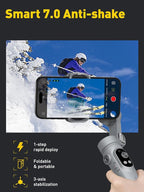 Gimbal Stabilizer for Smartphone with Face/Object Tracking for iPhone 15 14 Pro Max Android,3-Axis Foldable Phone Gimbal w/Built-in Light,1/4 Threads for TikTok YouTube Vlogging(Smart X Grey)