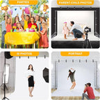 9.2 x 10 Ft Stainless Steel Backdrop Stand Heavy Duty, MSKIRA Adjustable Backdrop Stand Background Support System Kit for Photography, Parties, or Weddings with Clamps, Carry Bag