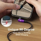 10ft iPhone Charger Cable,3Pack 90 Degree Lightning Cable, [Apple MFi Certified] Long Fast Charging Cord Compatible for iPhone 14/13/12/11/Pro/Max/Mini/X/Plus/8/7/6/Plus/ - Purple