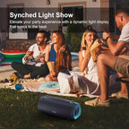 DOSS Extreme Boom Pro D100 Bluetooth Speaker with 140W Peak, 70W Bold Sound, Extra Bass, 24H Playtime, Beat-Sync Lights, Built-in Power Bank, IPX6 Waterproof, Portable Strap for Hiking, Camping-Orange