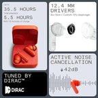 CMF Buds 2a Wireless Earbuds 2025 New Active Noise Cancelling 42dB Hybrid ANC Bluetooth Headphones, 12.4mm Dynamic Driver for Big Bass, 4 Mics Clear Calls, Sport Ear Buds for iPhone, Android, Orange