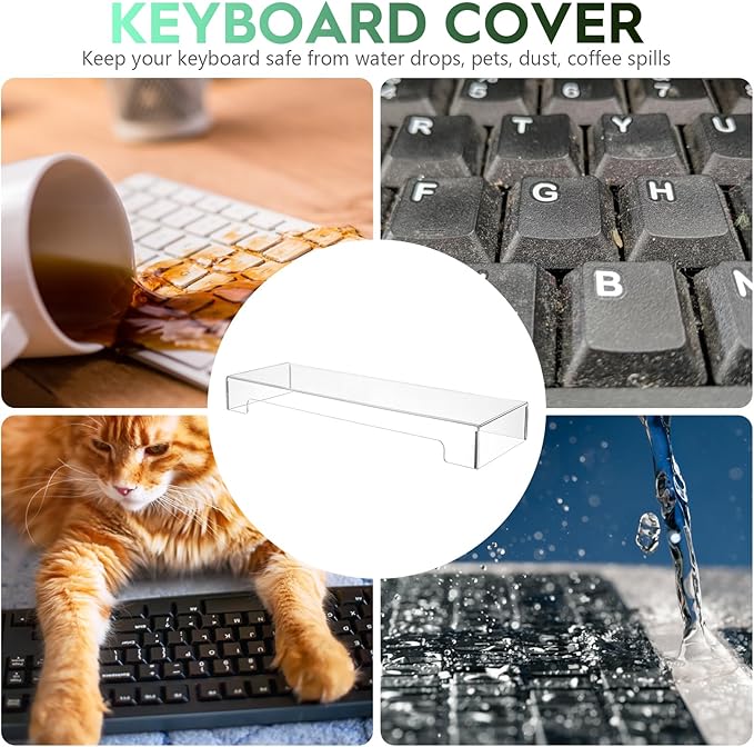 Tofficu Keyboard Cover Acrylic Covers Dust: Clear Computer Keyboard Cover - Anti-Cat Protector - Tablet Keyboard Case for Standard Size PC Computer Desktop (18.5x5.9x1.8 Inch)