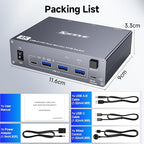 USB C HDMI KVM Switch for 1 Desktop+1 Laptop, Dual Monitor KVM Switch 4K@60Hz Support PD with USB C Cable, Wired Controller and Power Adapter