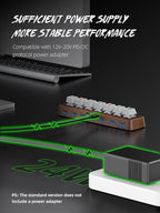 7-Port USB 3.0 Powered Hub, RGB Lighting, Hot-Swappable Cherry MX Switch Support, 5Gbps Speed, Includes 12V/2A Power Adapter, Walnut Wood Cyberpunk USB Dock-FU0724