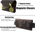 Topstache Leather Phone Holster with Belt Clip,S22 Ultra Belt Holder,iPhone 14 Pro Max Case for Belt,Leather Belt Pouch for Universal Smartphone with Otterbox Case,Flip Cellphone Pouch,XL,Darkbrown