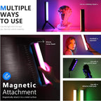 NEEWER RGB LED Video Light Stick, Touch Bar & APP Control, Magnetic Handheld Photography Lighting Wand, Dimmable 3200K~5600K CRI98+ Full Color LED Light with 6400mAh Battery, 17 Scenes, RGB1