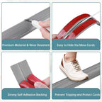 Floor Cord Cover Self Adhesive Cord Hider Floor Extension Cord Covers for Floor Power Cord Protector Cable Management Prevent Cable Trips Cable Cavity 0.47" W x 0.27" H (Light Grey Wood, 3.3Ft)