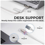Rolling Square inCharge XL 200 cm - USB-C Cable, Universal Smartphone Cable, Gift for Men, 6-in-1 Universal Charger for Smartphones, Technical Gadget, White, Lightning Cable 100W