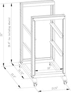 15U Server Rack/4-Post 19in Network Rack/Open Frame Rack with Wheels, Heavy-Duty Frame Cabinet/Adjustable Depth 15.75-13.75in GLOBALRACK(4POST-600-15U)