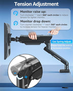 Single Monitor Mount for 22 24 27 32 inch Screen, Gas Spring Arm Holds 4.4-22 lbs, Monitor Desk Mount, Gaming & Home Office Use, VESA 75x75mm & 100x100mm, Freelift Pro Black