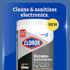CloroxPro Clorox Screen+ Sanitizing Wipes, Bleach Free Cleaning Wipes, Citrus Blend Scent, 75 Count, Pack of 6