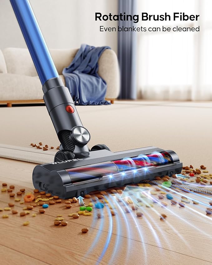 WLUPEL Cordless Vacuum Cleaner, 30KPA 400W Powerful Stick Vacuum with 45Mins Detachable Battery, 80000RMP Lightweight Handheld Vacuum with Adjustable Suction Modes for Hard Floor/Carpet/Pet Hair/Car