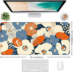 Cute Anime Flower Mouse Pad, Women's Office Desk Accessory Decoration, Expanded Mouse Pad 35.4 x 15.7 x 0.12 Inch Sewn Edge Non Slip Rubber Base