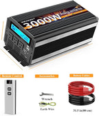 3000W Power Inverter 12V DC to AC 110V/120V (Peak) 6000W Converter 3 sockets car Inverter with Remote Control and LED Display 3.4A USB Port