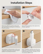 30 Pack Cable Management Cord Organizer,Magnetic Cable Clips-1s Lock,Rocoren Desk Adhesive Cord Cable Clip Wire Holder Keeper for Phone Charger Wire,Nightstand,Car,Office,Desktop Accessory,White