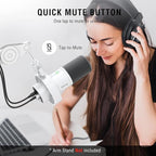 FIFINE Studio XLR Dynamic Microphone, USB PC Podcast Microphone for Streaming Recording, XLR/USB Vocal Mic with Tap-to-Mute, Gain Knob, Headphones Monitoring-Amplitank K688 White