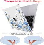 for MacBook Pro 13 Inch Case 2022 M2 2020 2021 A2338 M1 A2251 A2289 with Touch Bar & Touch ID, Plastic Hard Case Keyboard Cover Screen Protector Webcam Cover Brush, Tropical Blue Flowers