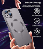 Magnetic for iPhone 14 Case [Compatible with MagSafe][Built-in Camera Lens Protector] Slim Soft Silicone Bumper Shockproof Metallic Luster Phone Case (Gray)
