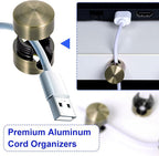 5 Sets Charger Holders for Cords, Antique Copper Color Adjustable Cable Anchor Holders, Adhesive Metal Cord Clips, Cable Management Wire Organizers for Desk, Office, Nightstand