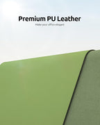 YSAGi Leather Desk Protector, Office Mat, Large Mouse Mat, Non-Slip PU Leather Blotter, Laptop Desk Pad, Waterproof Writing Pad for Office and Home (Leaf Green, 35.4" x 17")