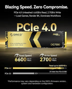 ORICO OG7000 1TB PCIe Gen4 NVMe SSD, Up to 6600MB/s, 8-Channel Controller, Graphene Thermal Solution, Ideal for 4K Video Editing, 3D Rendering, Content Creation, Compatible with PS5 and PC