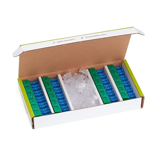 trueCABLE Cat5e Keystone Jack, Unshielded (UTP), 90 Degree Punch-Down, PoE++ (4PPoE) 100W, UL Listed, ETL Verified, ANSI/TIA Certified, Modular RJ45 Female, Green, 24 Pack