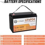 4 Pack 12V 100Ah LiFePO4 Deep Cycle Battery,Support 4S4P,Built-in 100A BMS,5000-7000 Cycles,Perfect for RV Solar Marine Overland Off-Grid Application
