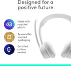 Logitech Zone 300 Wireless Bluetooth Headset with Noise-Canceling Microphone, Compatible with Windows, Mac, Chrome, Linux, iOS, iPadOS, Android – Off-White