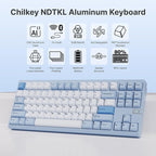 Chilkey ND TKL Aluminum Mechanical Keyboard, 87 Keys Tenkeyless Wireless Gaming Keyboard, Tri-Mode BT5.3/2.4GHz/USB-C PBT Keycaps Hot Swappable Custom Key Board for Windows Laptop Office PC