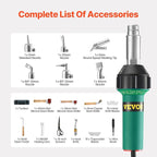 VEVOR Hot Air Plastic Welder, 1600W Hot Air Torch Pistol, 122-1112℉ PVC TPO Vinyl Heat Gun Welding Torch, Plastic Roofing Welding Kit with 17 Accessories- Toolbox, Nozzle, Roller, Blades for PP/PE/PVC