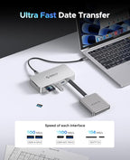 ORICO 2 TB External SSD Docking Station, SSD Expansion + Hub Extension, Up to1000MB/s, 10-in-1 USB C HUB with Internal SSD, Support 4K@60Hz HDMI Display, 100W PD, Ethernet, SD/TF, Mac Mini - SJ10