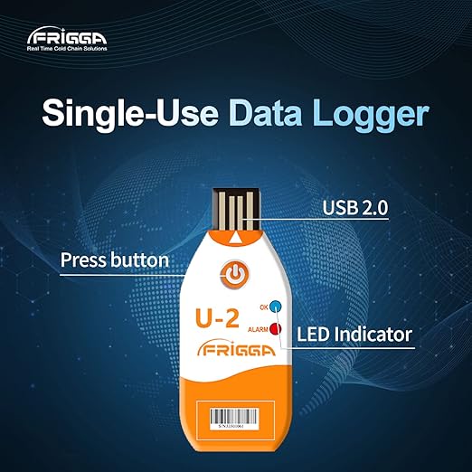 Frigga 5 Pack USB Temperature Data Logger Single Use Temperature Recorder 100 Days High Accuracy Thermometer Monitor 14400 Points with PDF CSV Report,U2